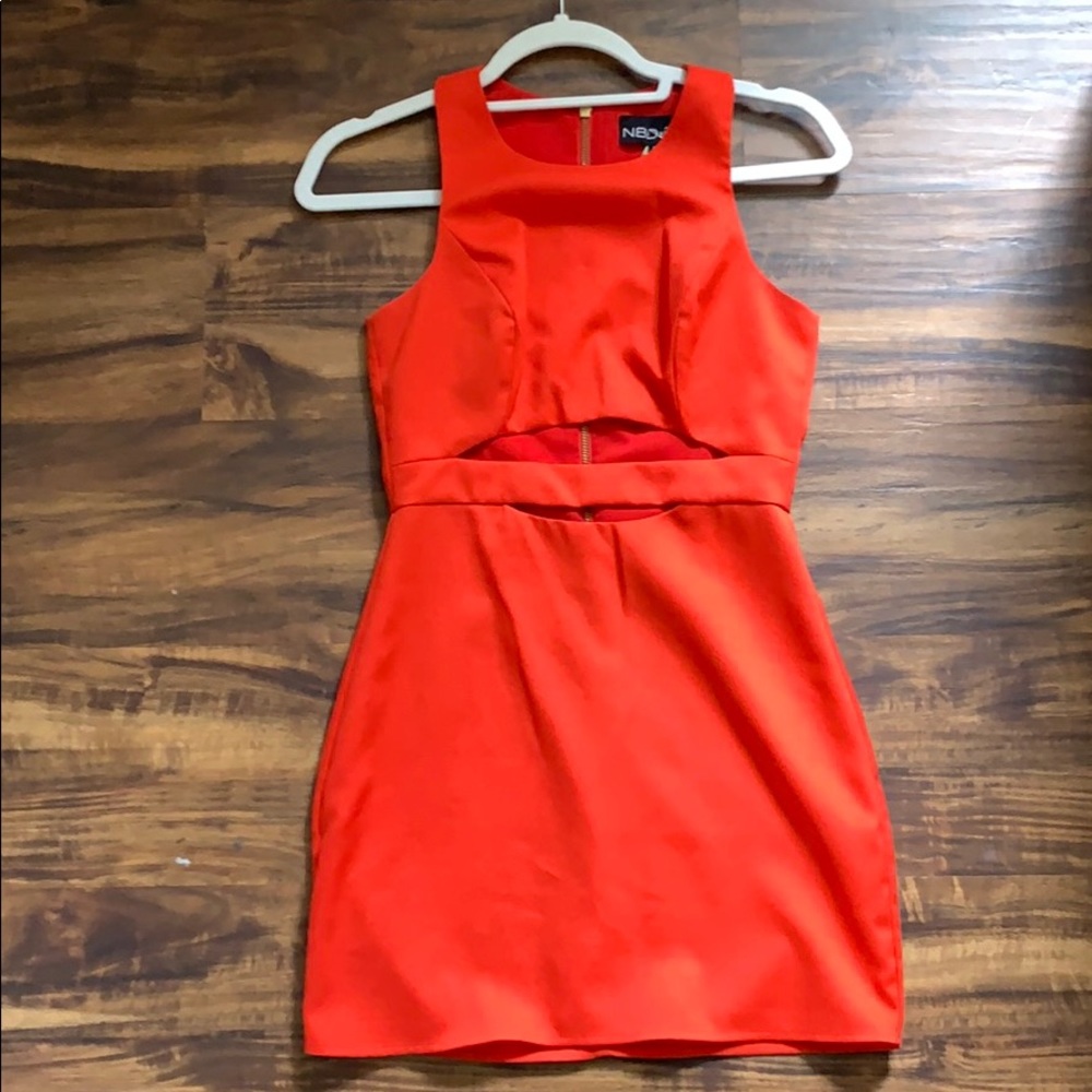 Red cut out dress